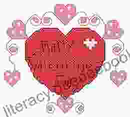 Valentines Day Heart Cross Stitch Pattern: Whole And Half Cross Stitch And Backstitch Used